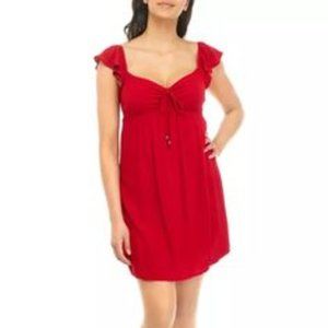 Red Flutter Sleeve Dress